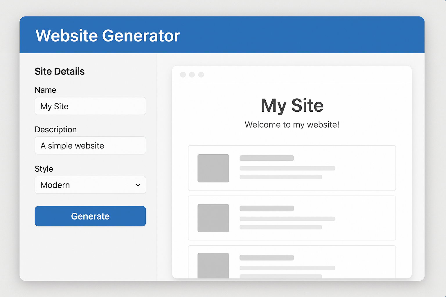 Website Generation platform